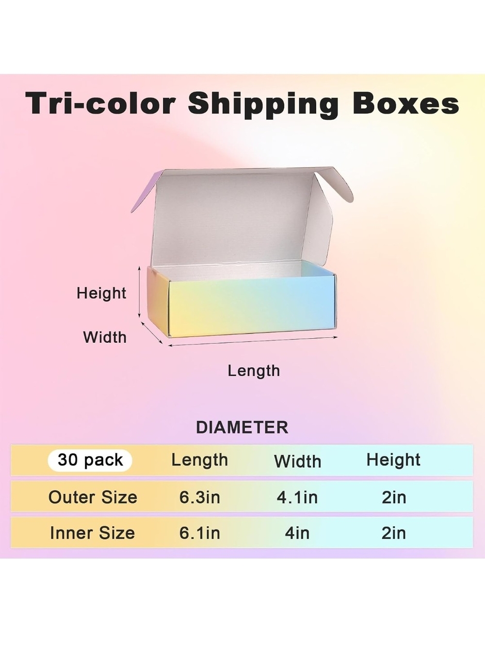 Tri-Color Shipping Boxes for Kids Toys - Pastel Gradient (29 Pack)